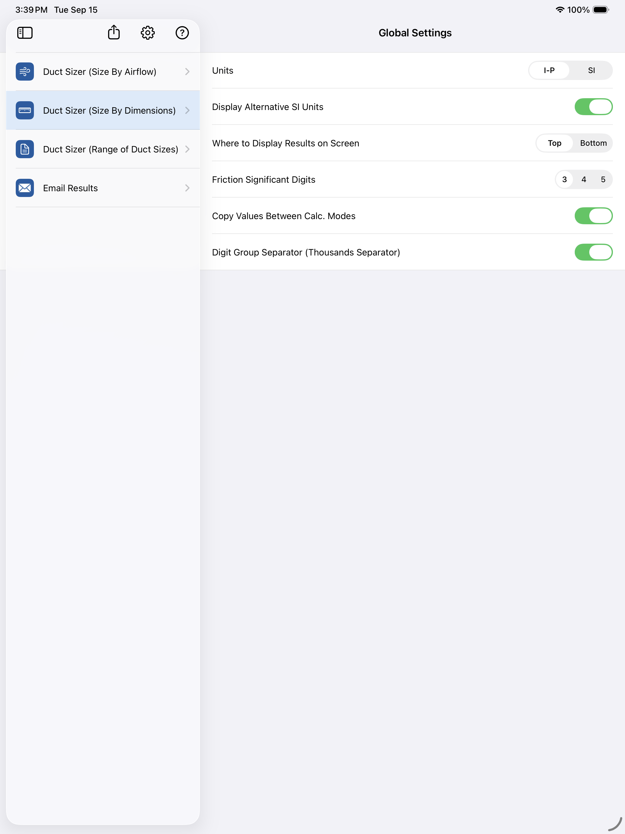 HVAC Duct Sizer app