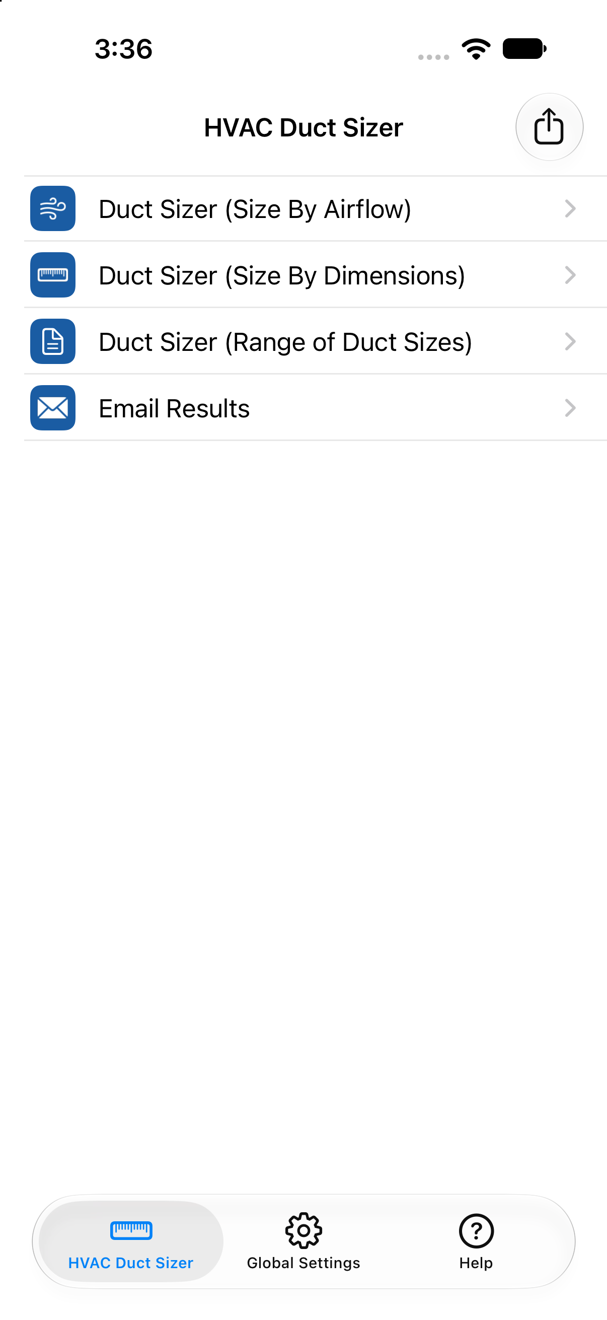 HVAC Duct Sizer app