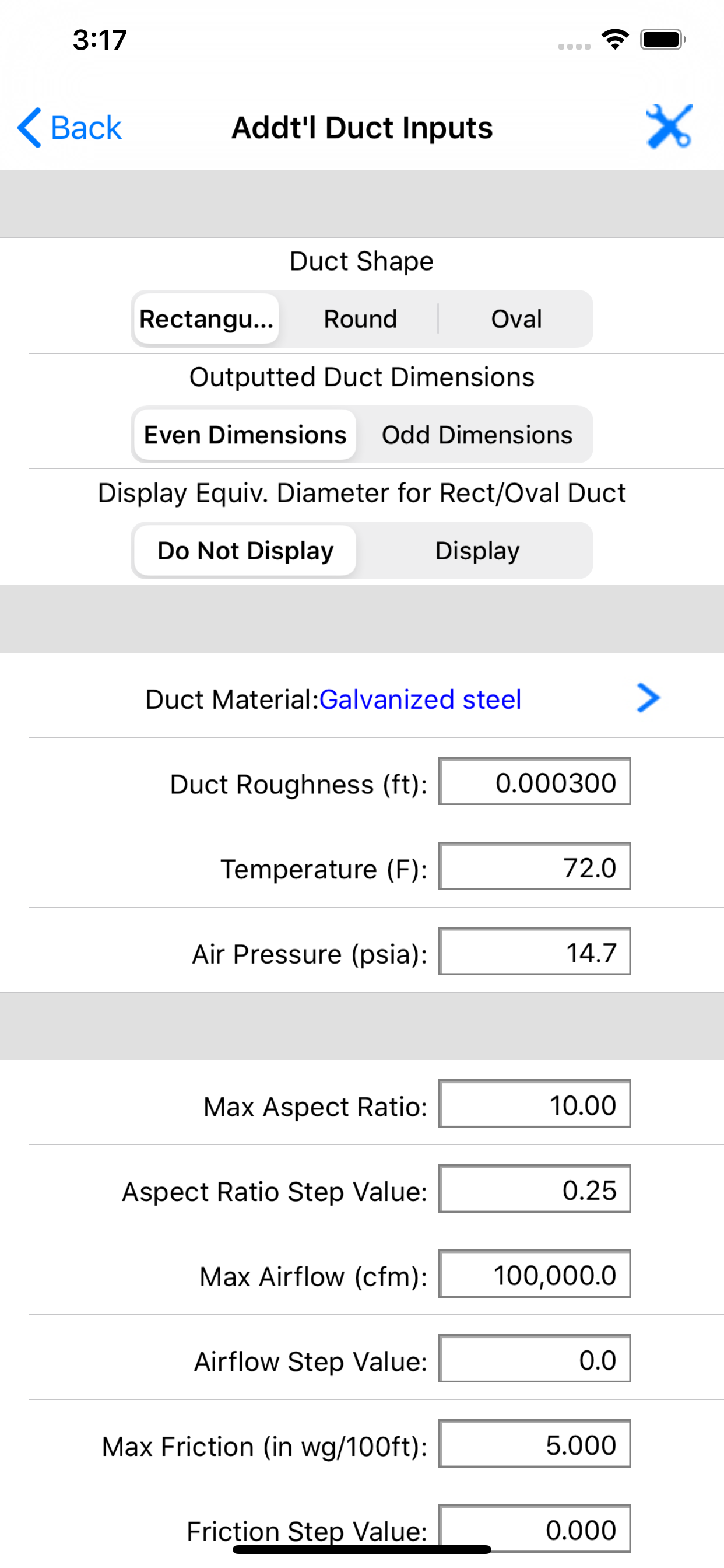 HVAC Duct Sizer app