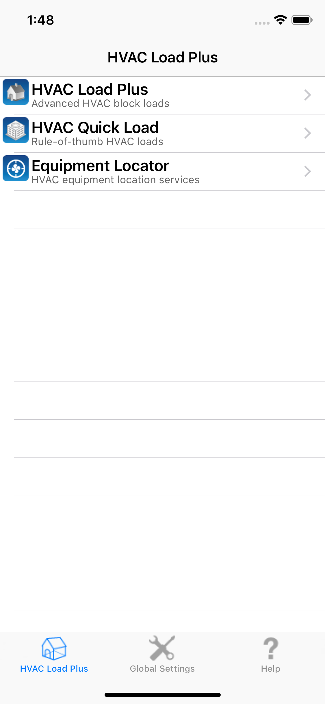 HVAC Load Plus iOS App