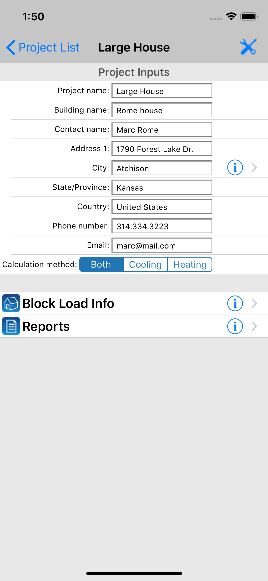 HVAC Load Plus iOS App