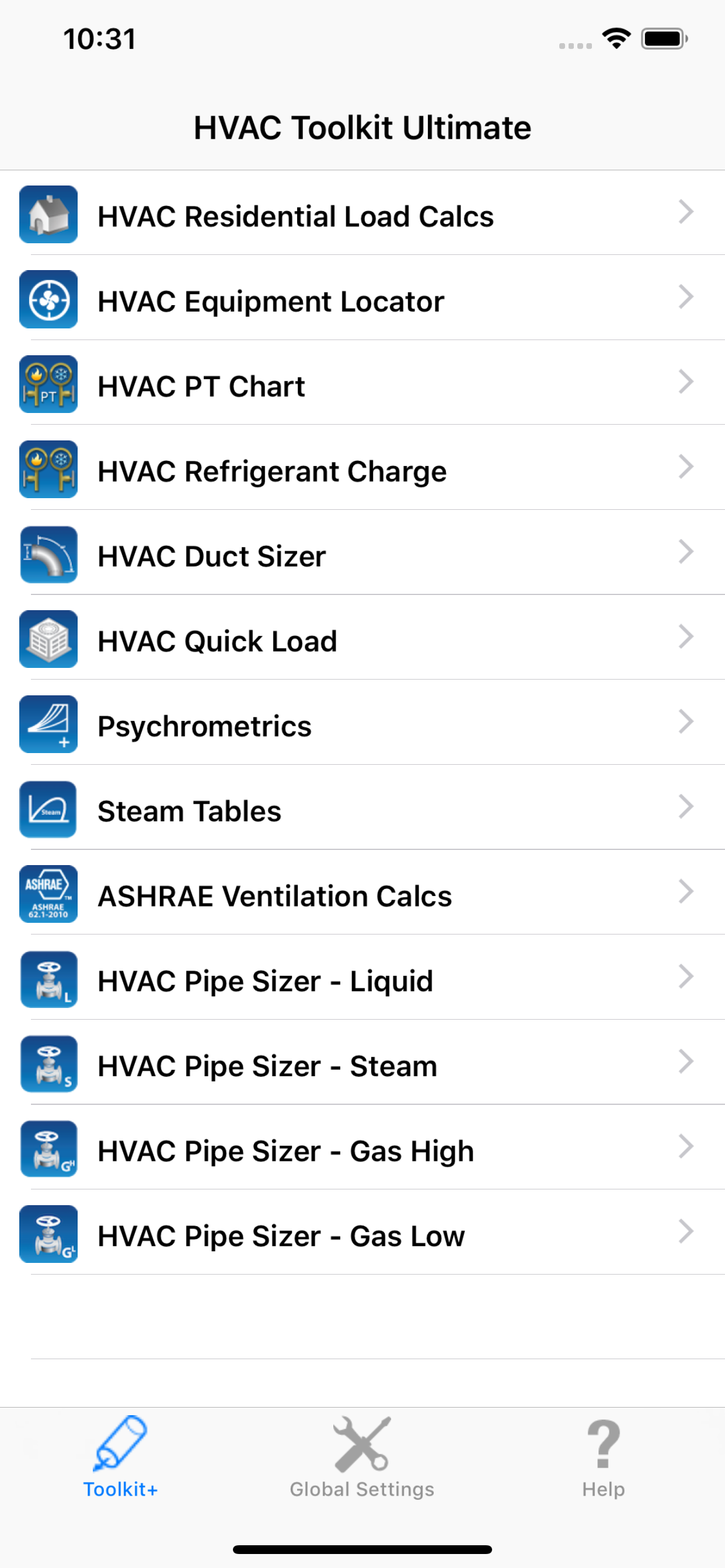 HVAC Toolkit Ultimate app list