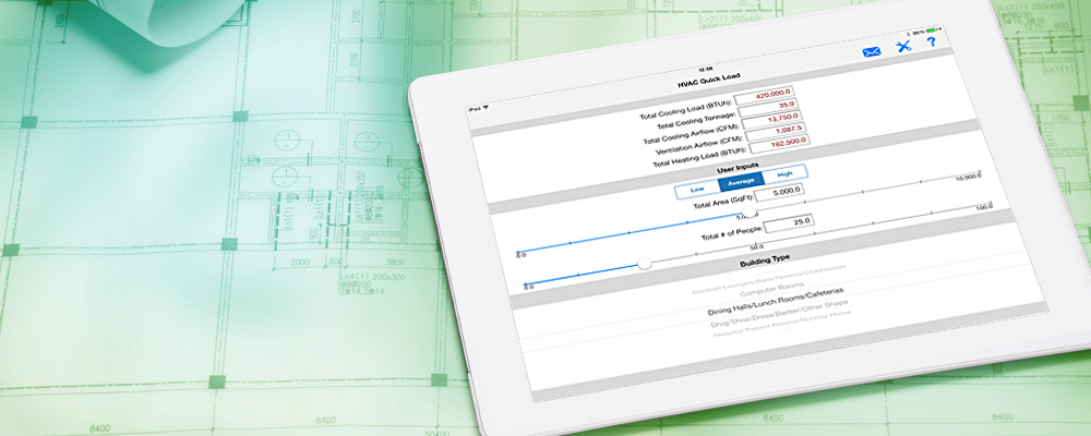 HVAC Quick Load performs rule of thumb HVAC colling and heating load calculations.