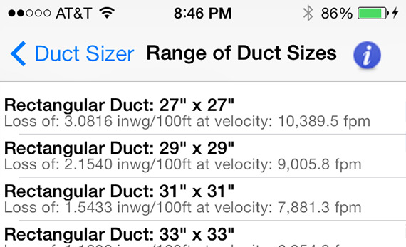 Hvac duct sizer software